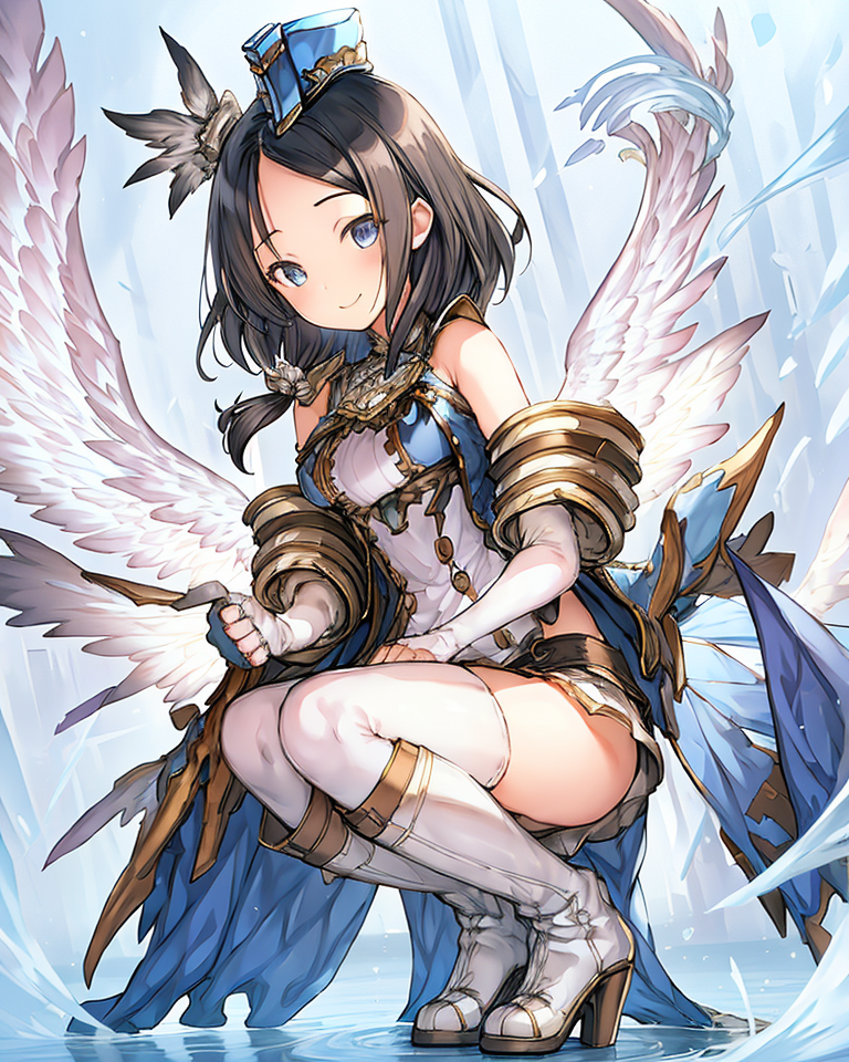 003612-3726629177-1girl, solo, hat, loli,squatting, white panties, Smile_ dress,boots, black eyes, blue eyes, ,ElaneStaff,ElanaMain,__.png